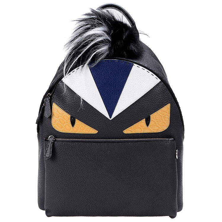 fendi 芬迪 男士深灰色牛皮小怪兽双肩包 7vz012 1rh f0x8v