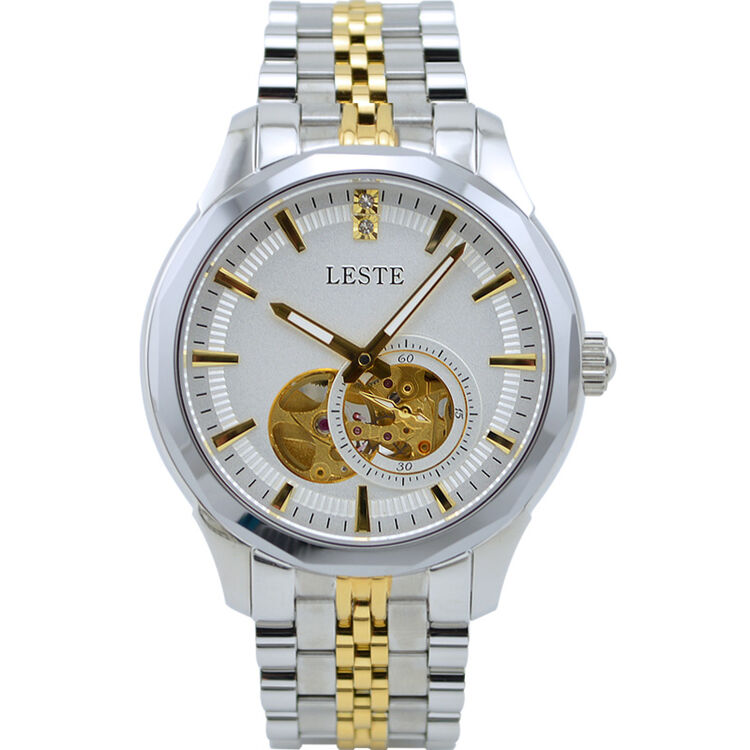 莱斯特(leste)全自动机械表镂空陀飞轮商务男士手表蓝宝石钨钢圈防水