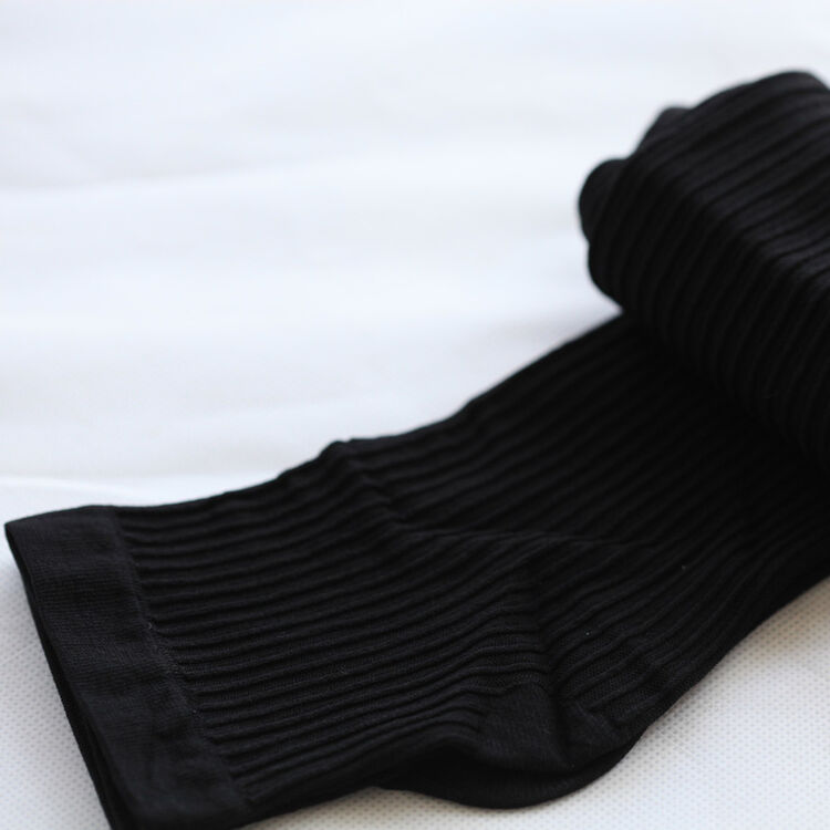 girlmatched优质天鹅绒竖条纹过膝长筒袜踩脚高筒袜子堆堆袜 黑色