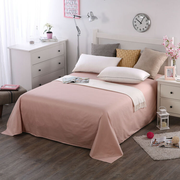 2米学生宿舍床单1.8米被单纯棉单双人 豆沙色 160*230cm
