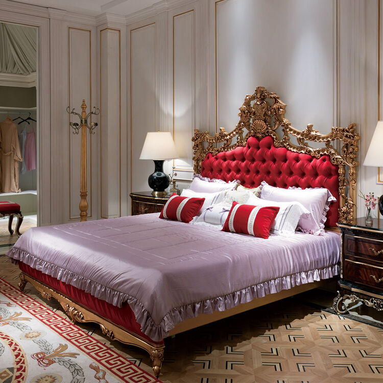 森堡世家 法式全实木床欧式金色布艺床 1.8*2*2.