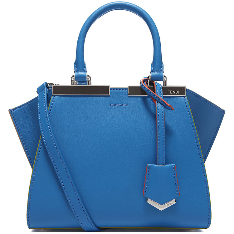 fendi 芬迪 女士mini 3jours系列皇家蓝色牛皮手拎包单肩包 8bh333 5c