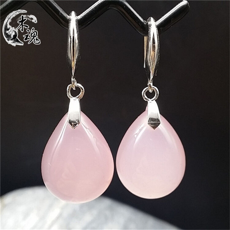 木魂925银粉玉髓耳环