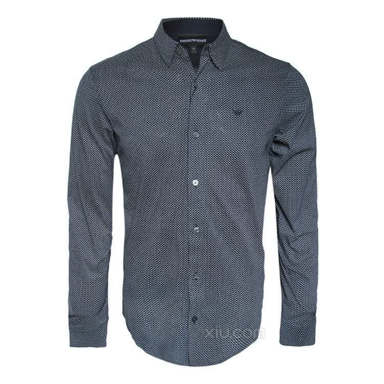 emporio armani 安普里奥·阿玛尼 男士几何纯棉衬衫 白色 m