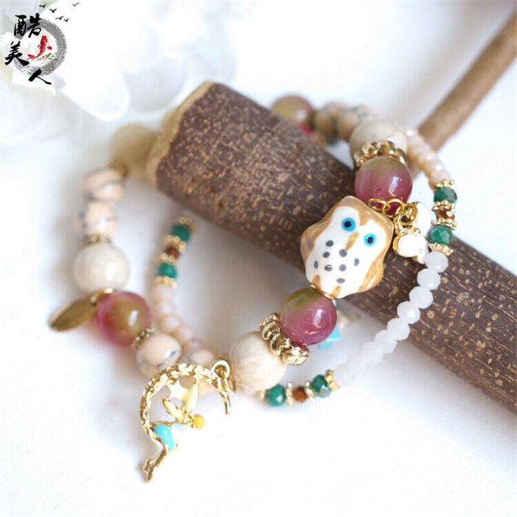 酷美人 星星仿贝母珍珠西瓜石手链