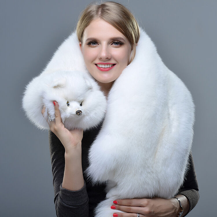 晨瑶狐狸毛围脖女整只冬季狐狸皮围巾时尚整张皮草披肩整皮大银蓝狐