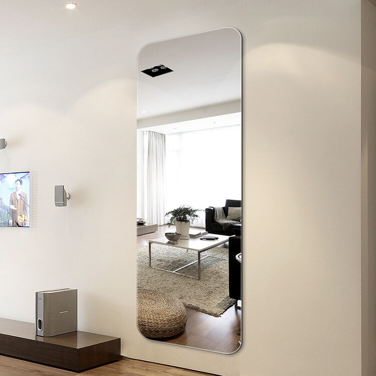 l&s简约穿衣镜无框试衣镜贴墙化妆梳妆镜舞蹈镜壁挂粘贴镜子 圆角 120