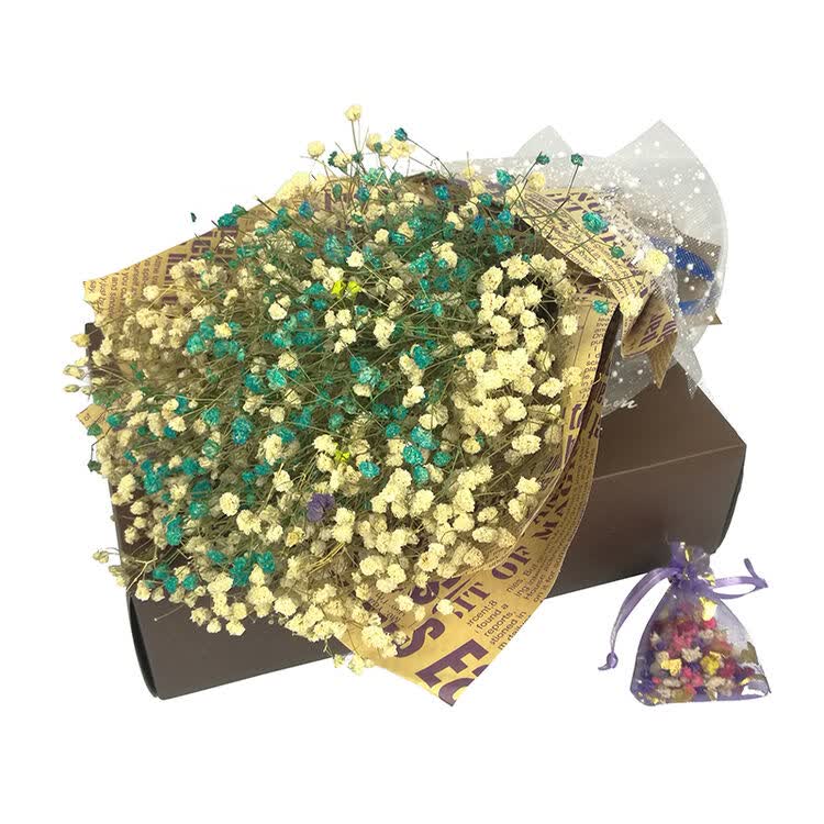 情人草满天星水晶草干花花束天然永生花礼盒生日同学老师礼物 红色