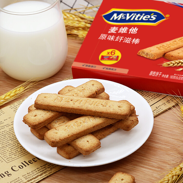 McVitie's麦维他 沙特阿拉伯进口   全麦酥性消化饼干纤滋棒原味180g 光明服务菜管家商品