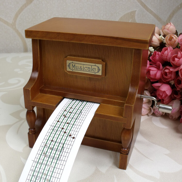 艾曼雅 diy木质手摇纸带钢琴音乐盒八音盒 生日礼物 送男生女生浪漫