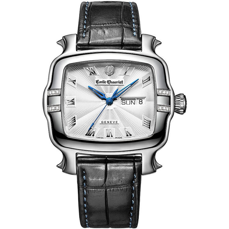 艾米龙(emile chouriet)手表明珠系列 黑色鳄鱼皮机械男表09.3883.g.