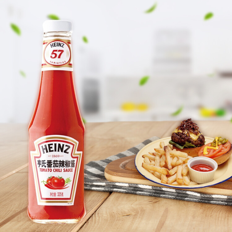 亨氏(Heinz) 番茄辣椒酱 瓶装番茄辣椒酱 薯条披萨意面酱 325g瓶装 光明服务菜管家商品 