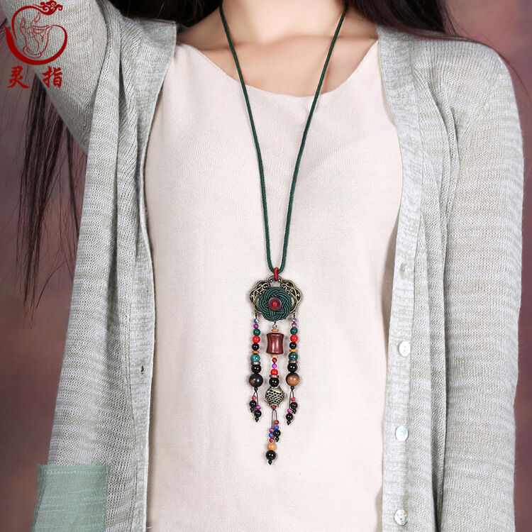 灵指 项链长款民族风毛衣链复古饰品挂件毛衣配饰吊坠