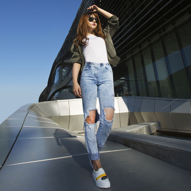 calzedonia【大眼睛博主同款】水洗蓝【大破洞】【弹力腰】牛仔裤 dp