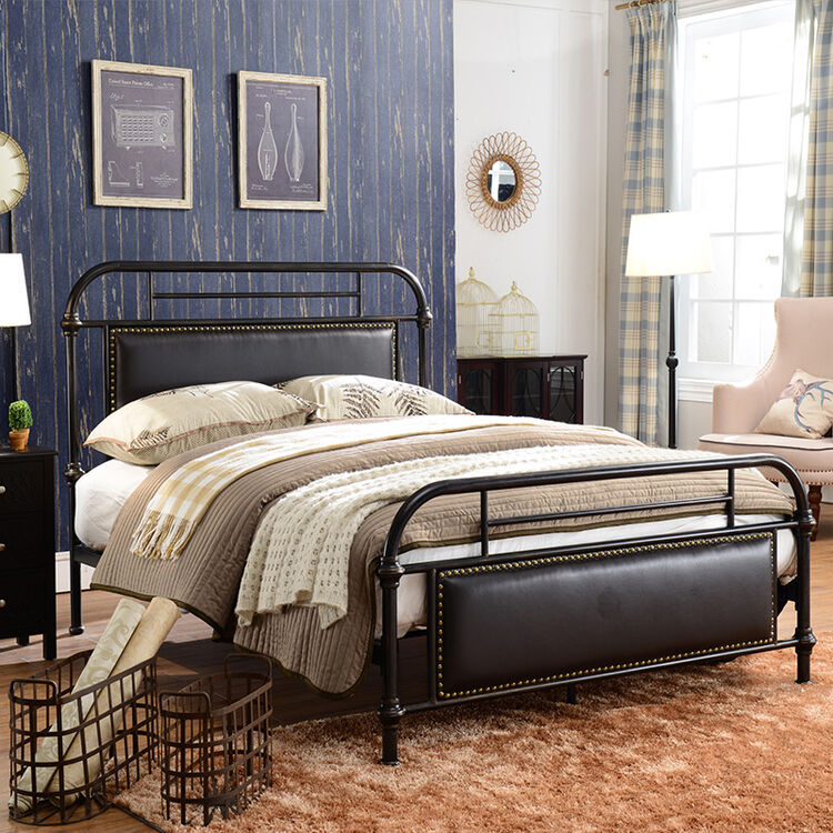 特念 床 复古软靠铁艺双人大床 现代简约1.8米1.