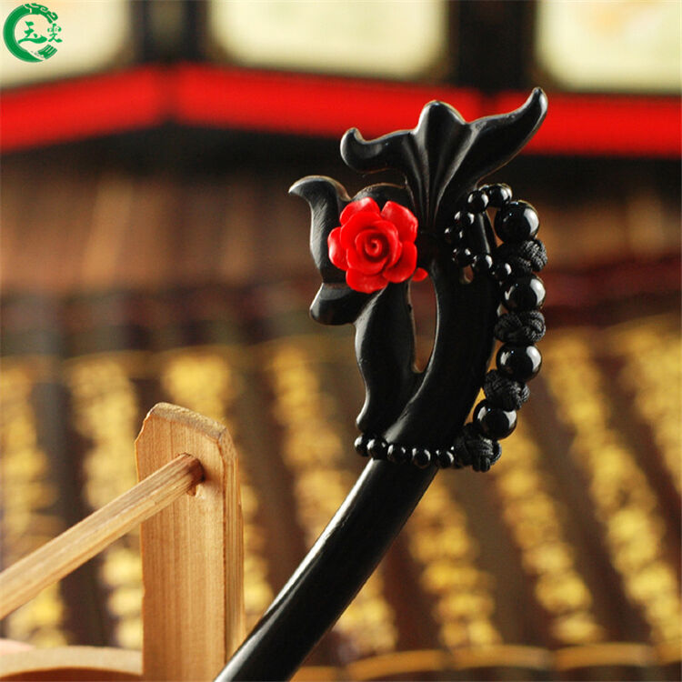 玉雯 复古黑檀木发簪中式盘发木兰簪子头饰礼物