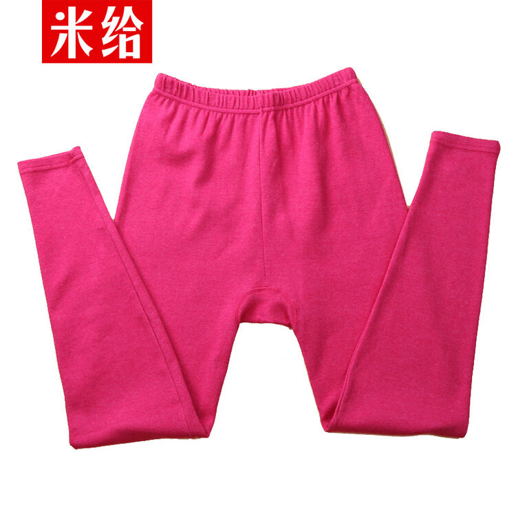 米给女士秋裤高腰加档单件修身棉毛裤衬裤线裤 玫红色 xl
