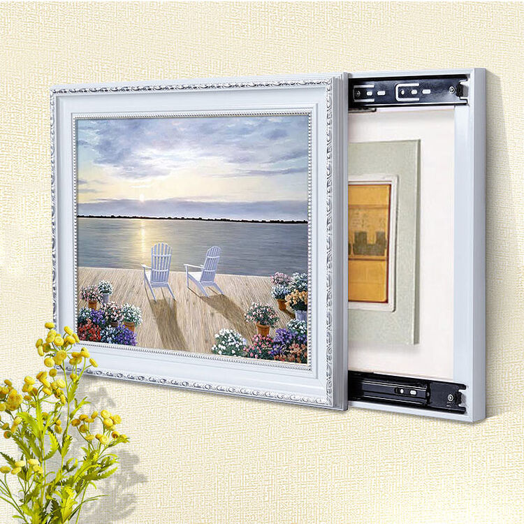 山迪 电表箱装饰画遮挡推拉式配电箱壁画餐厅客厅电闸定制液压上翻式