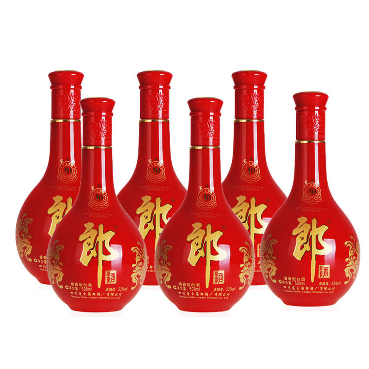 宝鼎酒业白酒礼品郎酒白酒 红花郎十年陈酿 10年 酱香型白酒 53度 500
