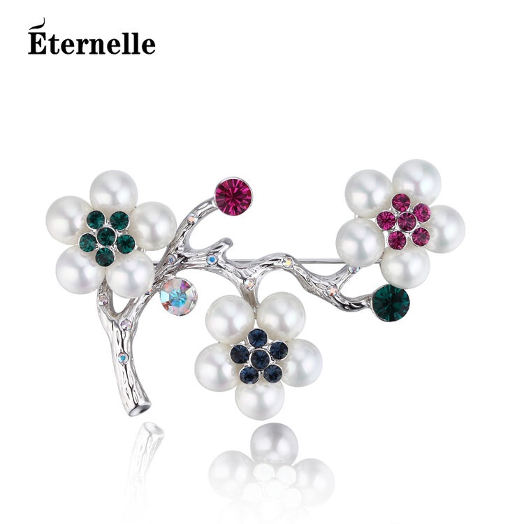 法国eternelle采用施华洛世奇元素水晶胸针 珍珠款大衣胸花女饰品