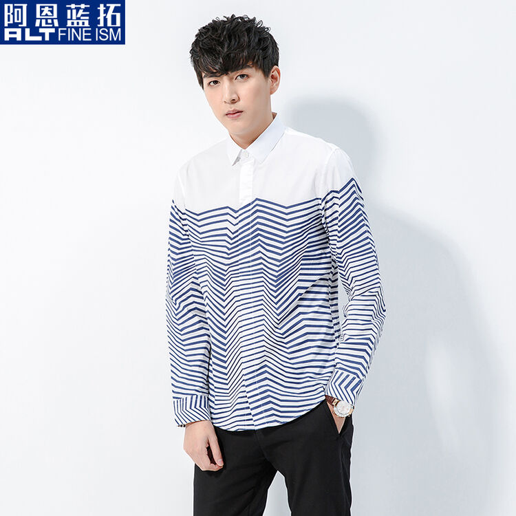 alt阿恩蓝拓春季时尚修身衬衫男az60210175 本白 m(170/88a)