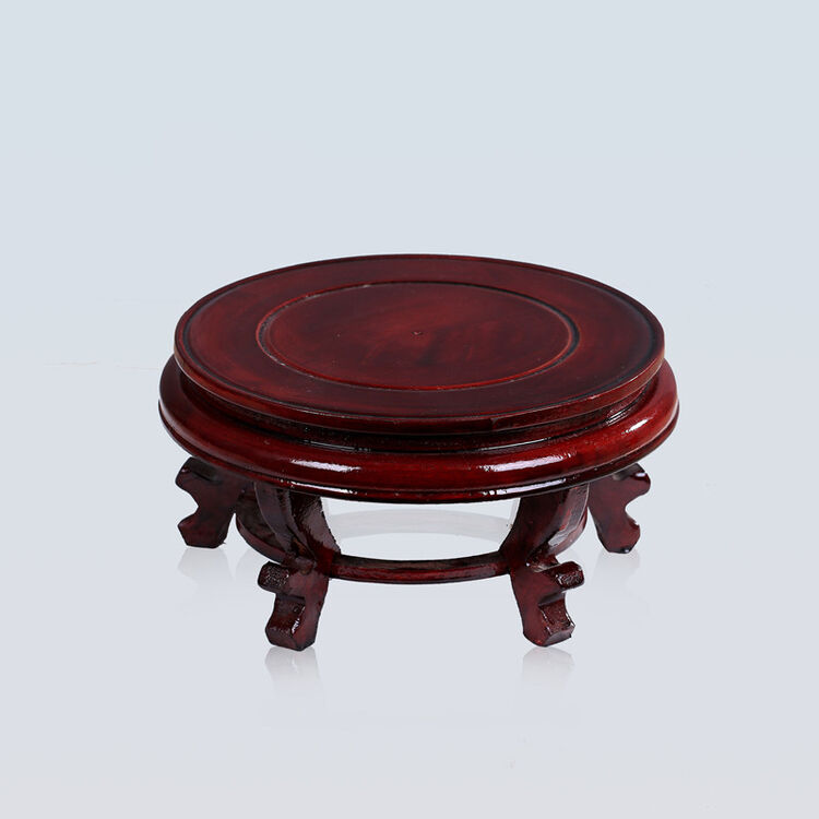 威莱 仿红木木质圆形花盆花瓶底座 奇石佛像摆件底座 高脚大花瓶底座
