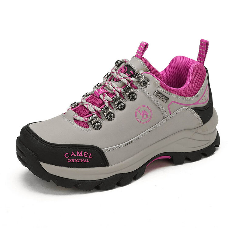 骆驼牌 户外登山鞋情侣款徒步鞋爬山鞋越野鞋女 w63303519 浅灰/梅红