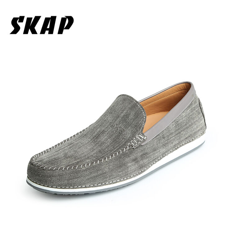skap男鞋牛仔布纹反毛牛皮时尚休闲鞋20516931 深灰/90 41