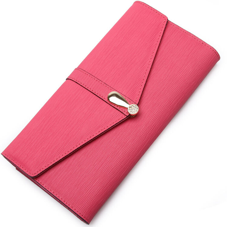 红谷hongu女士钱包牛皮长款钱包女多卡位钱夹女士 h10290308桃红