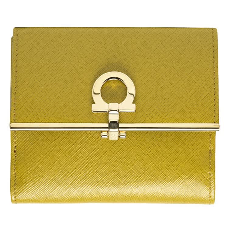 salvatore ferragamo 菲拉格慕 女士芥末黄牛皮时尚短款钱包 224639