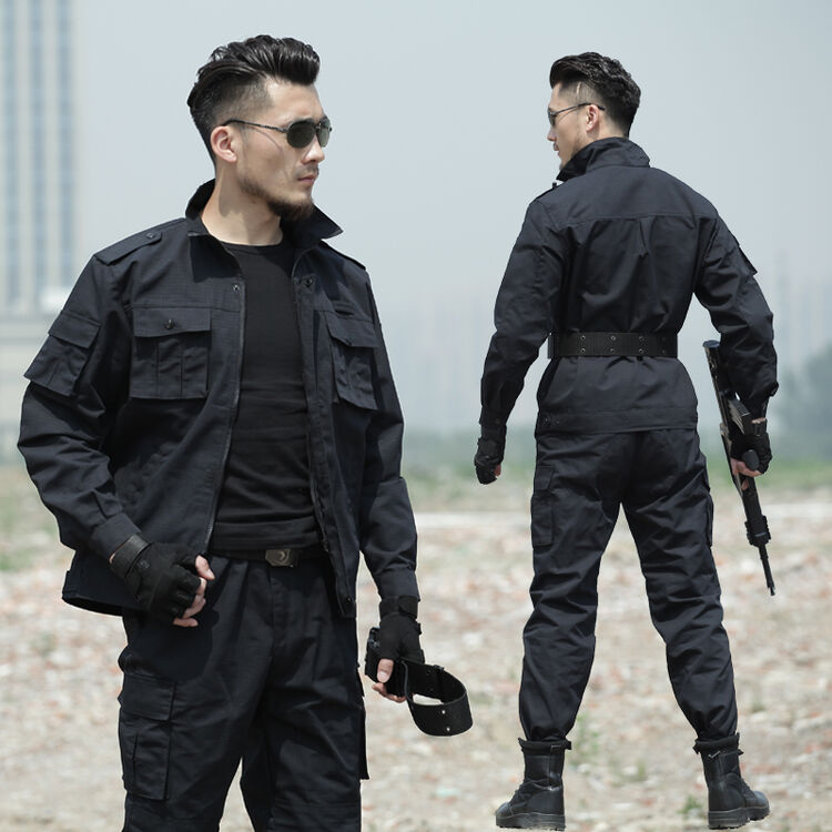 耐磨防刮保安作训服工装服 武警特种兵战术迷彩作战服长袖套装男 黑色