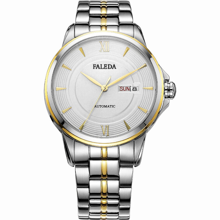 飞力达手表 男士机械手表 钢带 全自动机械男表6641 间金白面男款