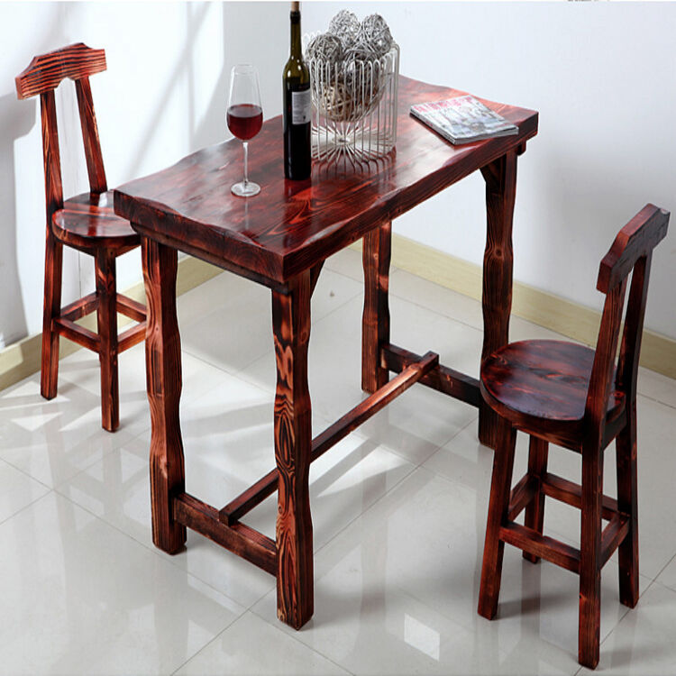 碳化防腐木桌椅户外实木休闲桌椅 阳台酒吧桌椅仿古桌凳庭院桌椅 碳化