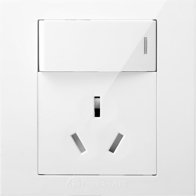飞雕(feidiao)开关插座面板 大功率16a空调插带单开单联 86型维方系列