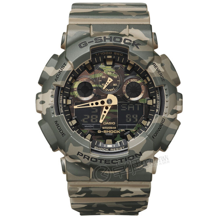 卡西欧(casio)手表 g-shock系列丛林迷彩金字户外运动男表 迷彩绿橡胶