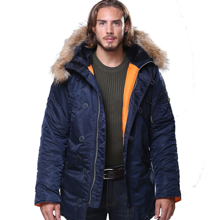 alpha industries 阿尔法n3b瘦身版男风衣 n3b棉服棉大衣防寒服 蓝色