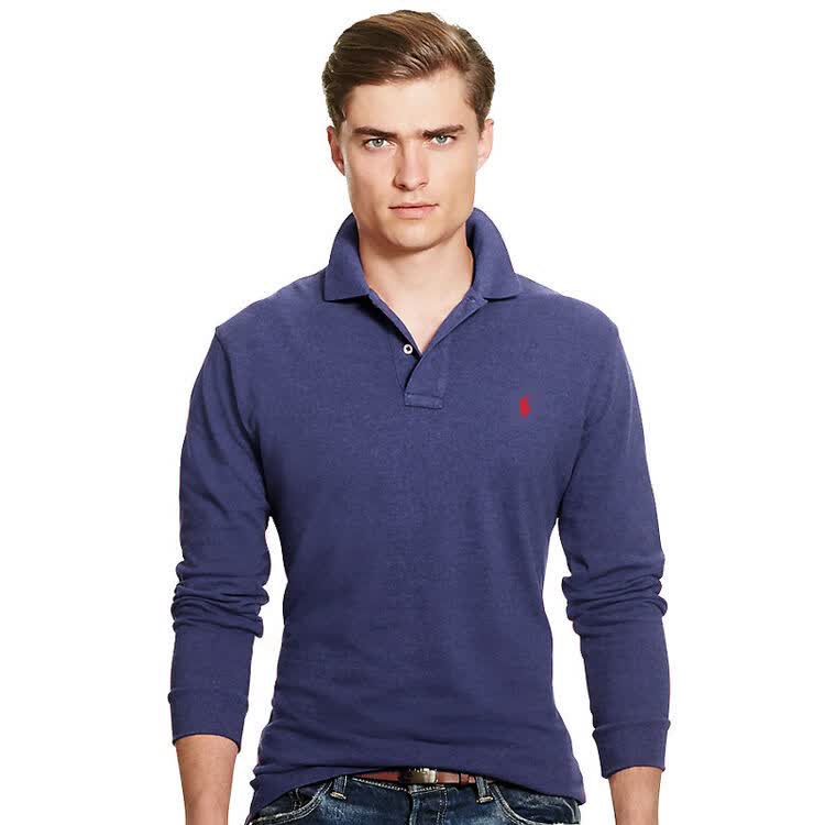 ralph lauren保罗拉夫劳伦 男士时尚棉质纯色翻领长袖经典polo衫 男装