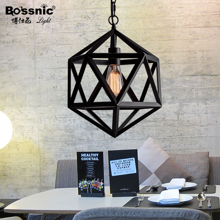 (bossnic lighting) 餐厅吊灯复古铁艺酒吧吧台灯创意咖啡厅菱角灯具