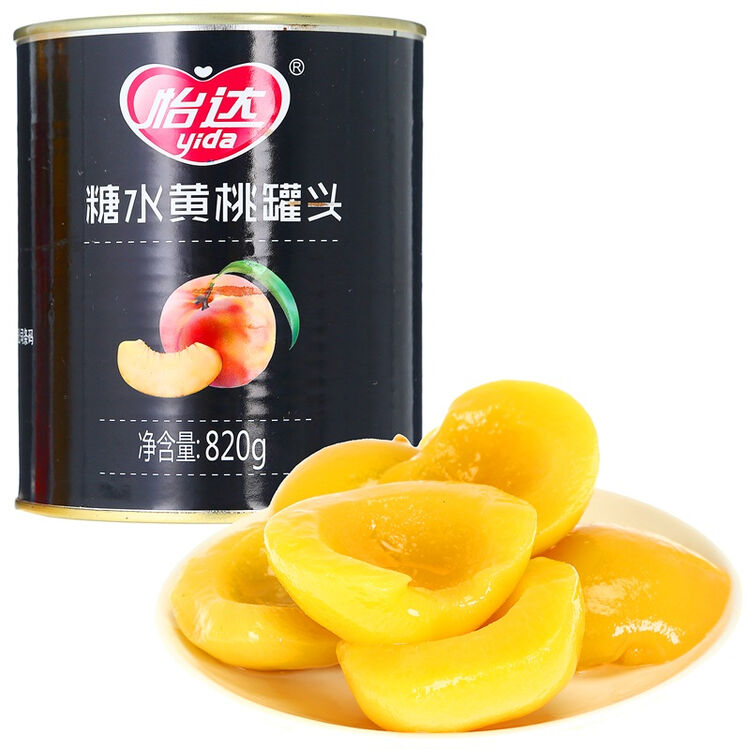 怡达 水果罐头 休闲零食 黄桃罐头铁罐820g/罐