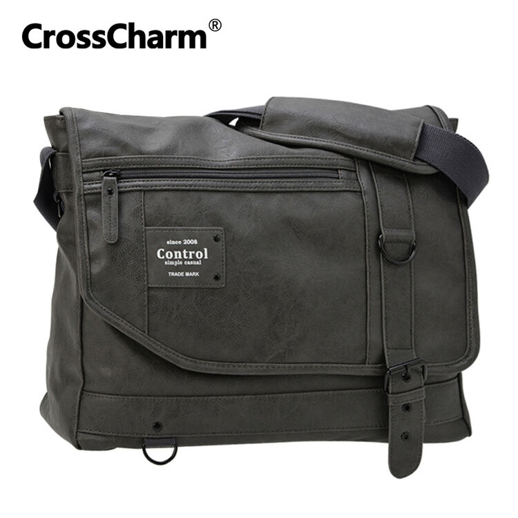 crosscharm新款日韩男士单肩包休闲时尚背包横款防水斜