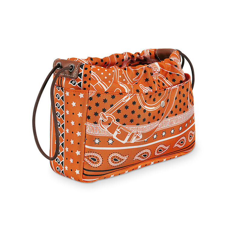 爱马仕(hermes)女士手提包 帆布 印花 橙色 h070435ckaa