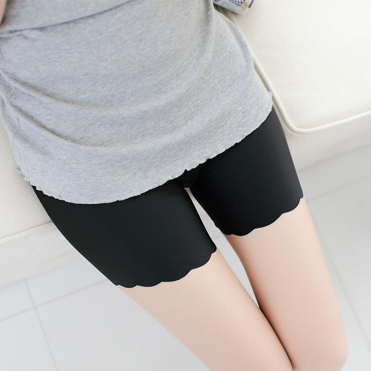冰丝无痕打底显瘦蕾丝三分安全裤防走光保险短裤女 内裤36g 黑色 均码