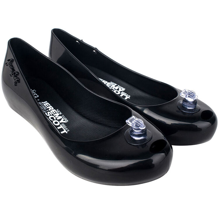 melissa 气垫塞装饰纯色圆头女士平底凉鞋 31823 黑色 38