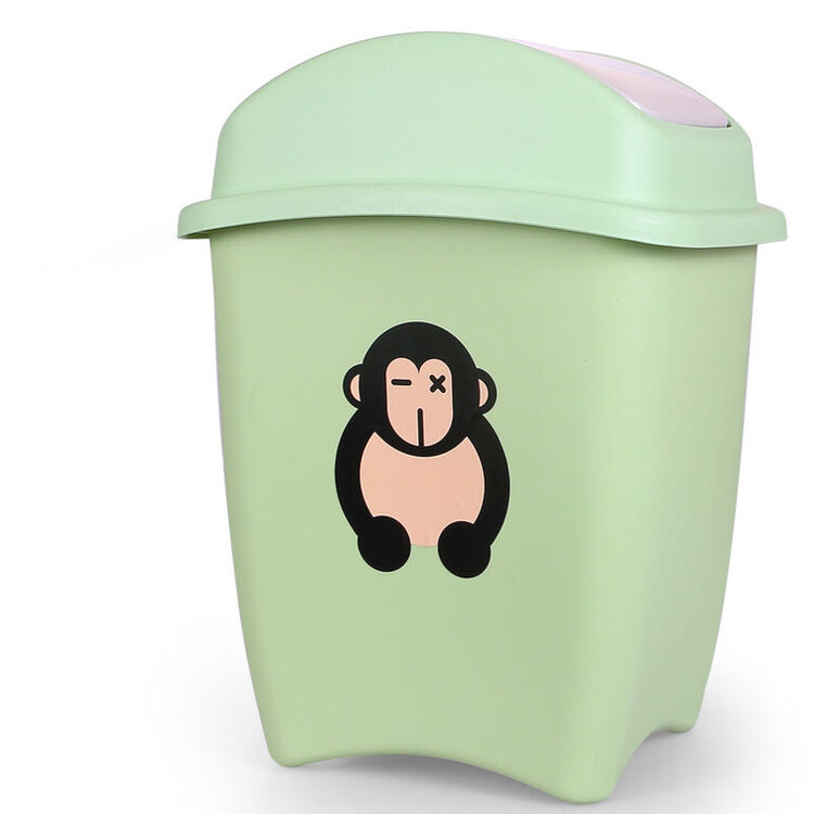 乾越(qianyue) 卡通摇盖垃圾桶 家用客厅垃圾筒 卫生间收纳桶塑料带盖