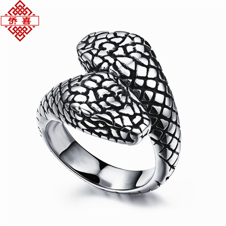 侨喜 指戒钛钢蛇头男士指环 8号