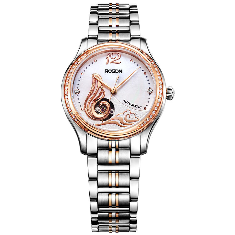 劳士顿(rosdn)全自动机械表女表 唯美女士手表 梦想者天鹅系列 天鹅