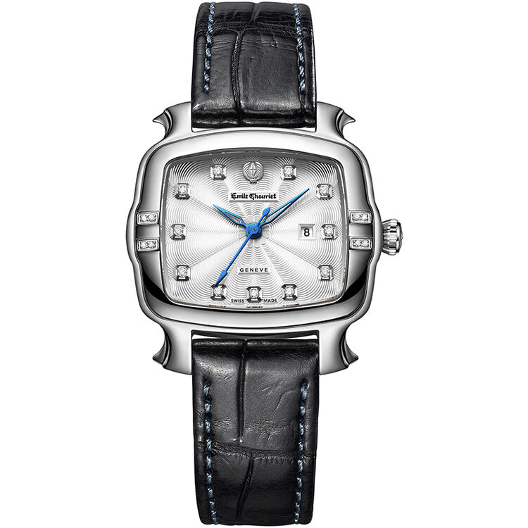 艾米龙(emile chouriet)手表明珠系列 黑色鳄鱼皮机械女表06.3883.l.