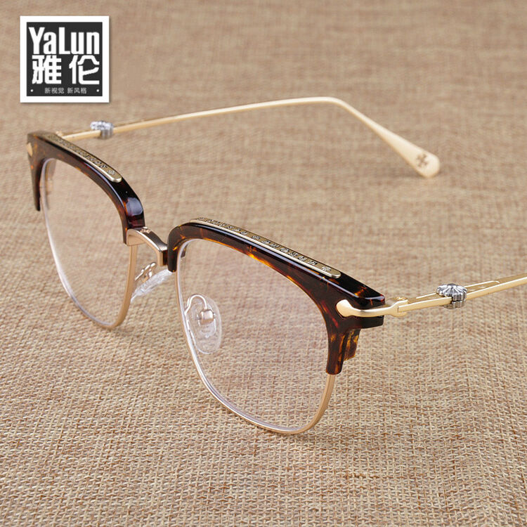 雅伦 光学眼镜架男定制变色近视眼镜无度数防蓝光平光镜配镜 玳瑁金框