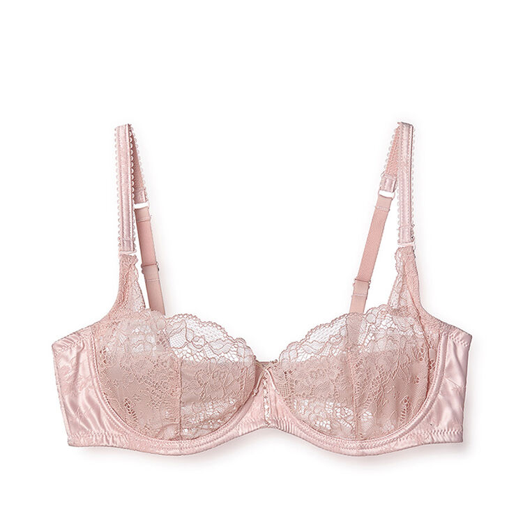 夏娃的诱惑恬美组1/2杯超薄全蕾丝女士文胸薄款 粉色 80c