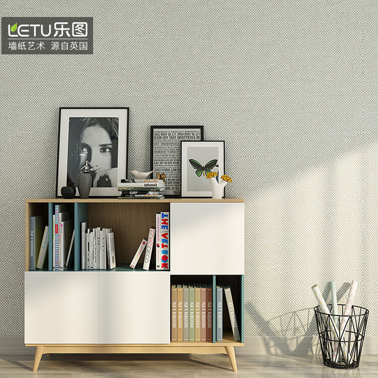 乐图墙纸 现代简约无纺布壁纸卧室客厅电视背景素色暗纹壁纸 tl6136